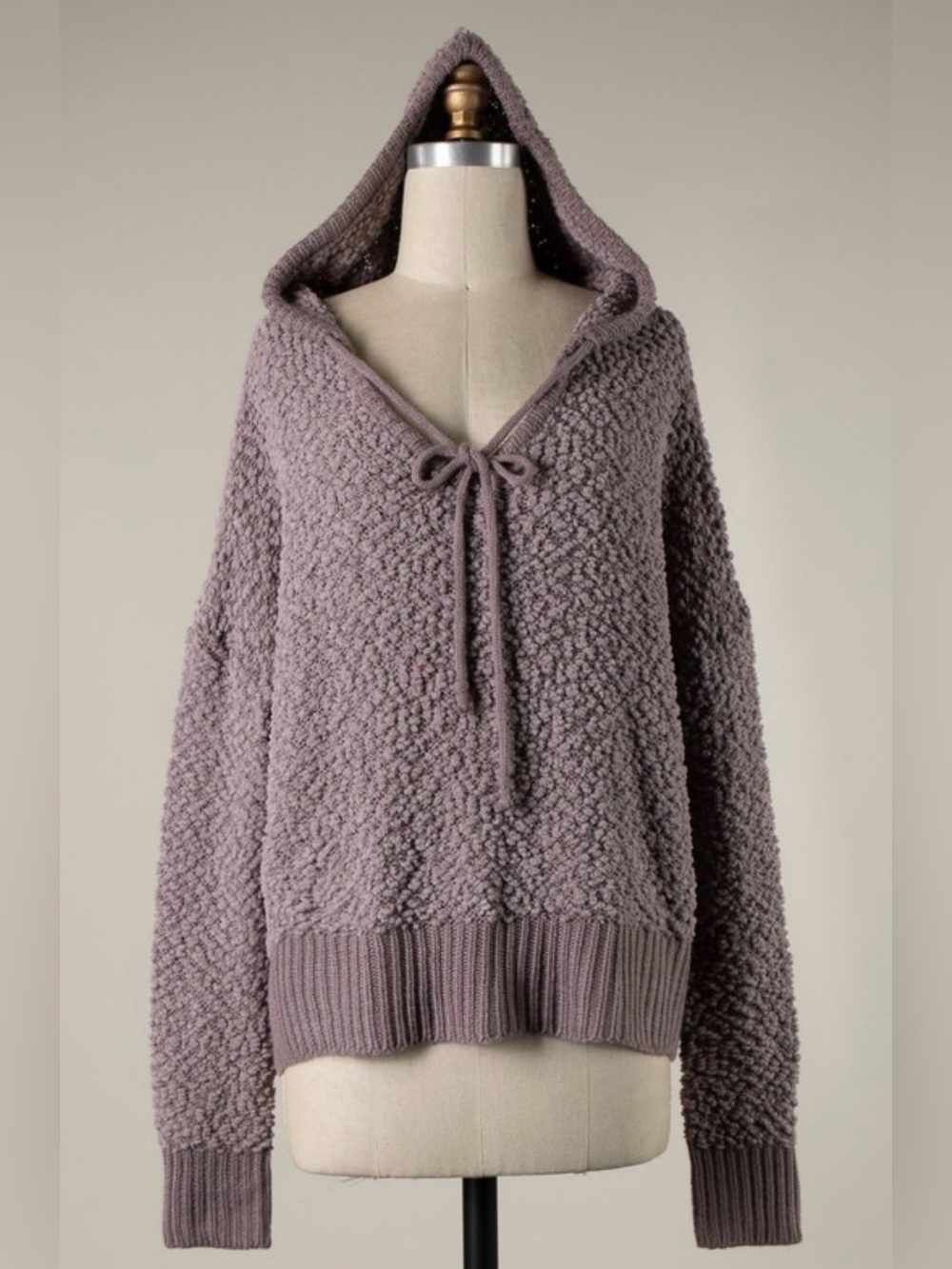 Miracle Lavender Popcorn Knit Hooded Sweater